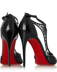 Черные кожаные туфли с украшением от Christian Louboutin