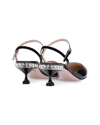 Черные кожаные туфли с украшением от Miu Miu