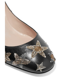 Черные кожаные туфли с украшением от Valentino