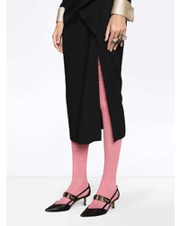 Черные кожаные туфли с цветочным принтом от Gucci