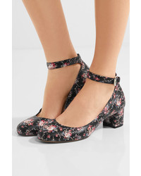 Черные кожаные туфли с цветочным принтом от Tabitha Simmons