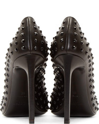 Черные кожаные туфли с шипами от Saint Laurent