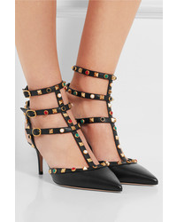 Черные кожаные туфли с шипами от Valentino