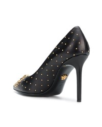 Черные кожаные туфли с шипами от Versace