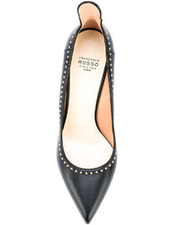 Черные кожаные туфли с шипами от Francesco Russo