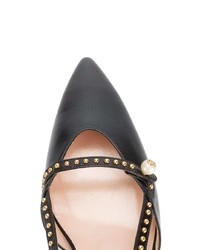 Черные кожаные туфли с шипами от Gucci