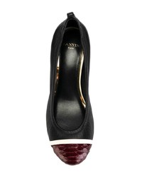 Черные кожаные туфли со змеиным рисунком от Lanvin