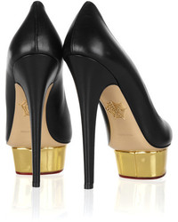 Черные кожаные туфли от Charlotte Olympia