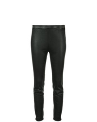Черные кожаные узкие брюки с шипами от RED Valentino