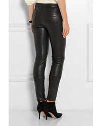 Черные кожаные узкие брюки от BLK DNM