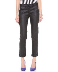 Черные кожаные узкие брюки от 3x1