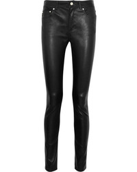 Черные кожаные узкие брюки от Acne Studios