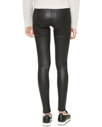 Черные кожаные узкие брюки от AG Jeans