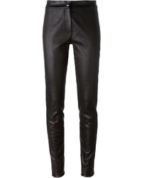 Черные кожаные узкие брюки от Ann Demeulemeester