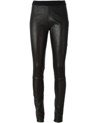 Черные кожаные узкие брюки от Ann Demeulemeester