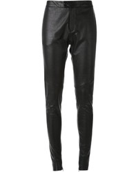 Черные кожаные узкие брюки от Bassike
