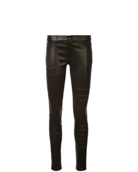Черные кожаные узкие брюки от Beau Souci