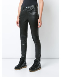 Черные кожаные узкие брюки от Amiri