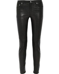 Черные кожаные узкие брюки от BLK DNM