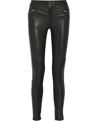 Черные кожаные узкие брюки от BLK DNM