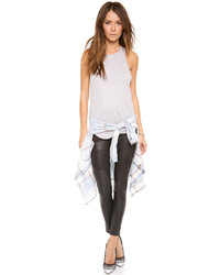 Черные кожаные узкие брюки от David Lerner