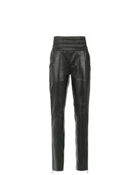 Черные кожаные узкие брюки от Clé