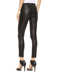 Черные кожаные узкие брюки от Helmut Lang