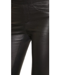 Черные кожаные узкие брюки от Helmut Lang