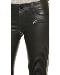 Черные кожаные узкие брюки от Blank