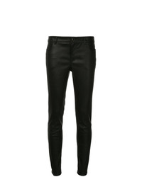 Черные кожаные узкие брюки от Desa Collection