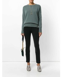 Черные кожаные узкие брюки от Theory