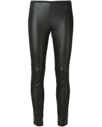 Черные кожаные узкие брюки от Emporio Armani