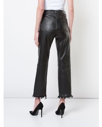 Черные кожаные узкие брюки от Amiri