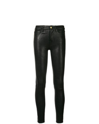 Черные кожаные узкие брюки от Frame Denim