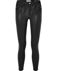Черные кожаные узкие брюки от Frame