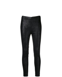 Черные кожаные узкие брюки от Gentry Portofino