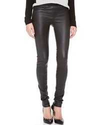 Черные кожаные узкие брюки от Helmut Lang