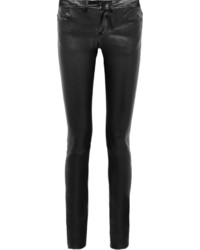 Черные кожаные узкие брюки от Helmut Lang