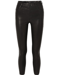 Черные кожаные узкие брюки от J Brand
