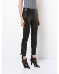Черные кожаные узкие брюки от Derek Lam