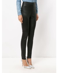 Черные кожаные узкие брюки от Nk