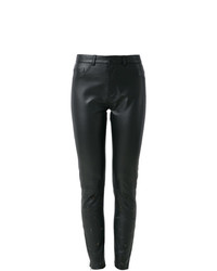 Черные кожаные узкие брюки от Lilly Sarti