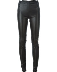 Черные кожаные узкие брюки от Maison Margiela
