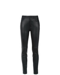 Черные кожаные узкие брюки от Martha Medeiros