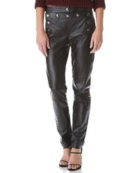 Черные кожаные узкие брюки от MCQ