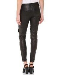 Черные кожаные узкие брюки от Tibi