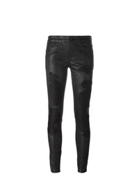 Черные кожаные узкие брюки от RtA