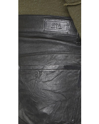 Черные кожаные узкие брюки от RtA