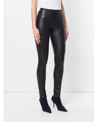 Черные кожаные узкие брюки от Vanderwilt