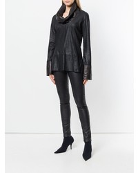 Черные кожаные узкие брюки от Vanderwilt